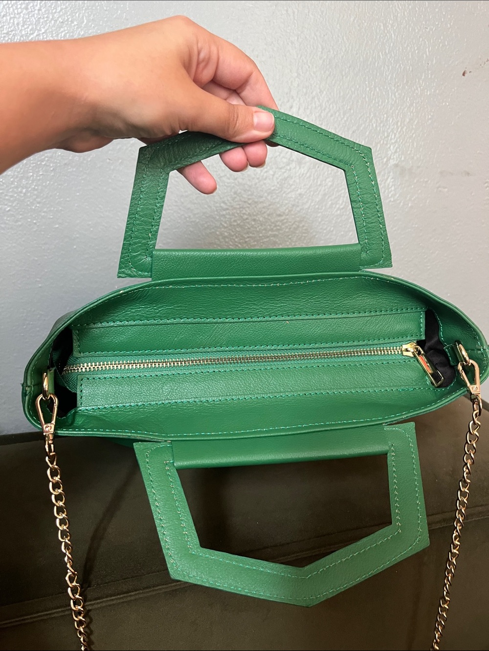 Anna Paola Green Leather hand bag made in Italy - Picture 10 of 12